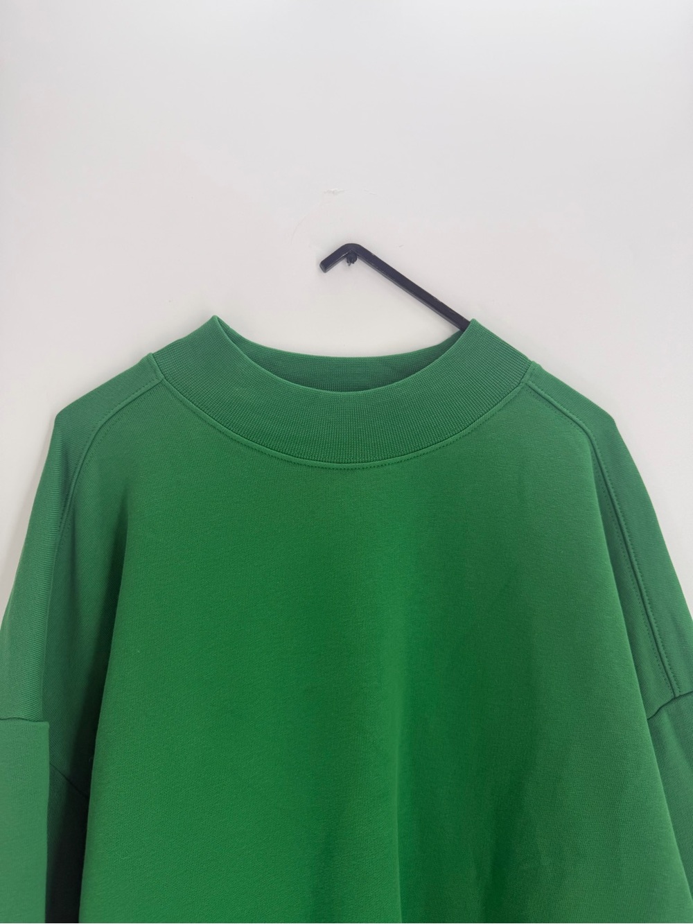 Cos Mock Neck Soft Organic Cotton Jersey Sweatshirt In Green